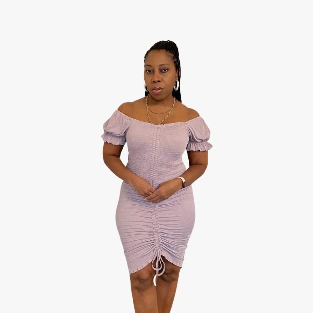 (NWT) Smocked Ruched Dress (Midi or Mini) - Lilac